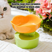 flower-shaped ceramic cat bowl, view 7 - MRSLM