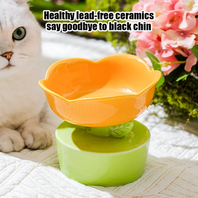 flower-shaped ceramic cat bowl, view 7 - MRSLM