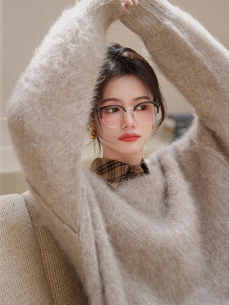 women's soft loose mohair sweater, view 5 - MRSLM