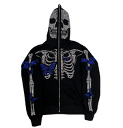 rhinestone print hooded zip cardigan, view 9 - MRSLM
