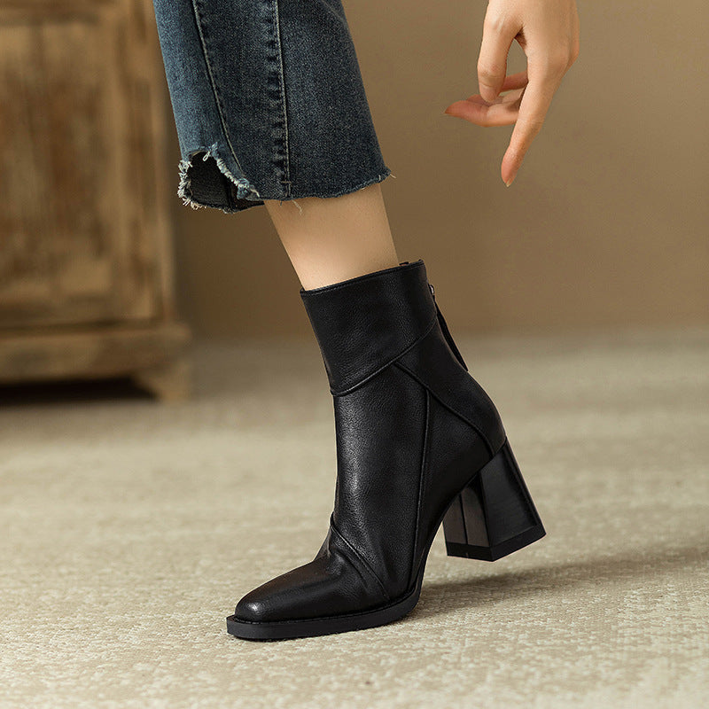 women's retro chunky heel boots, view 7 - MRSLM