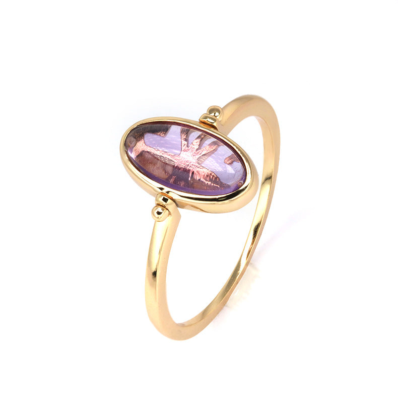ancient amethyst hollow pattern reversible ring, view 4 - MRSLM