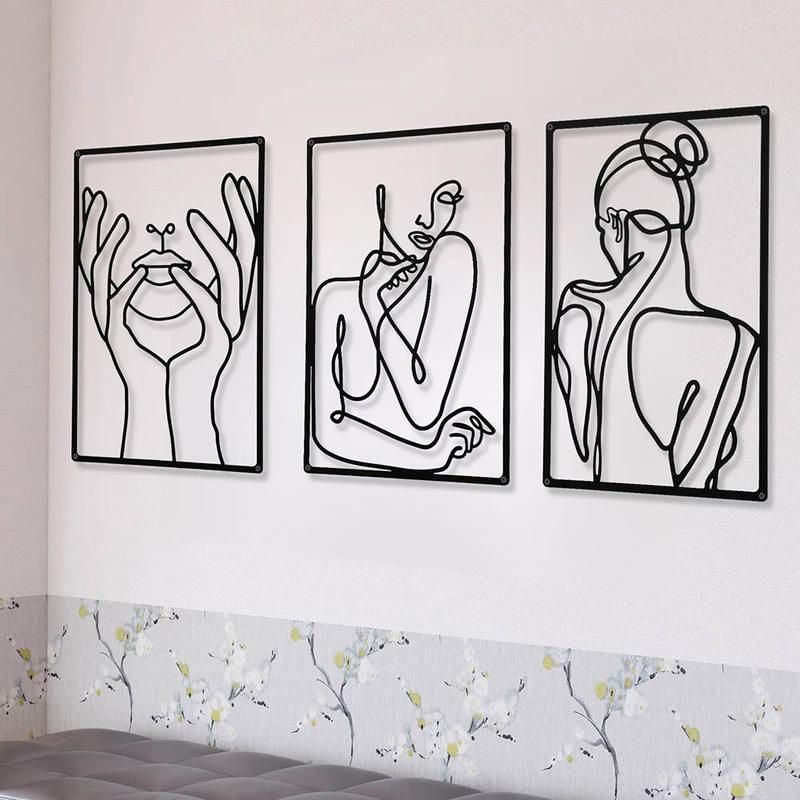 minimalist abstract woman metal wall art set, view 5 - MRSLM