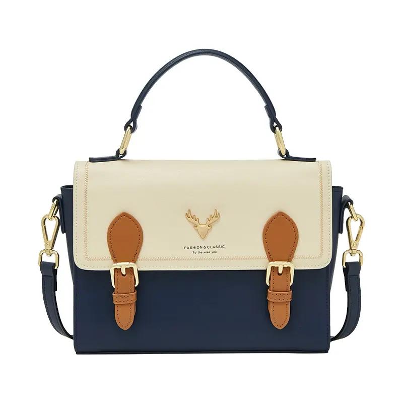 elegant women's split leather flap shoulder bag, view 7 - MRSLM