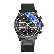 men's luminous sports watch leather strap, view 4 - MRSLM