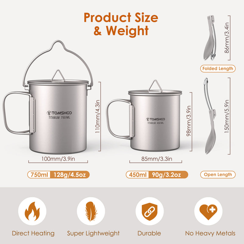 titanium camping cookware set, view 10 - MRSLM