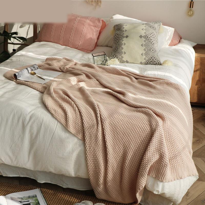 oversize moss stitch knitted blanket, view 2 - MRSLM