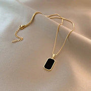 geometric square pendant necklace, view 2 - MRSLM