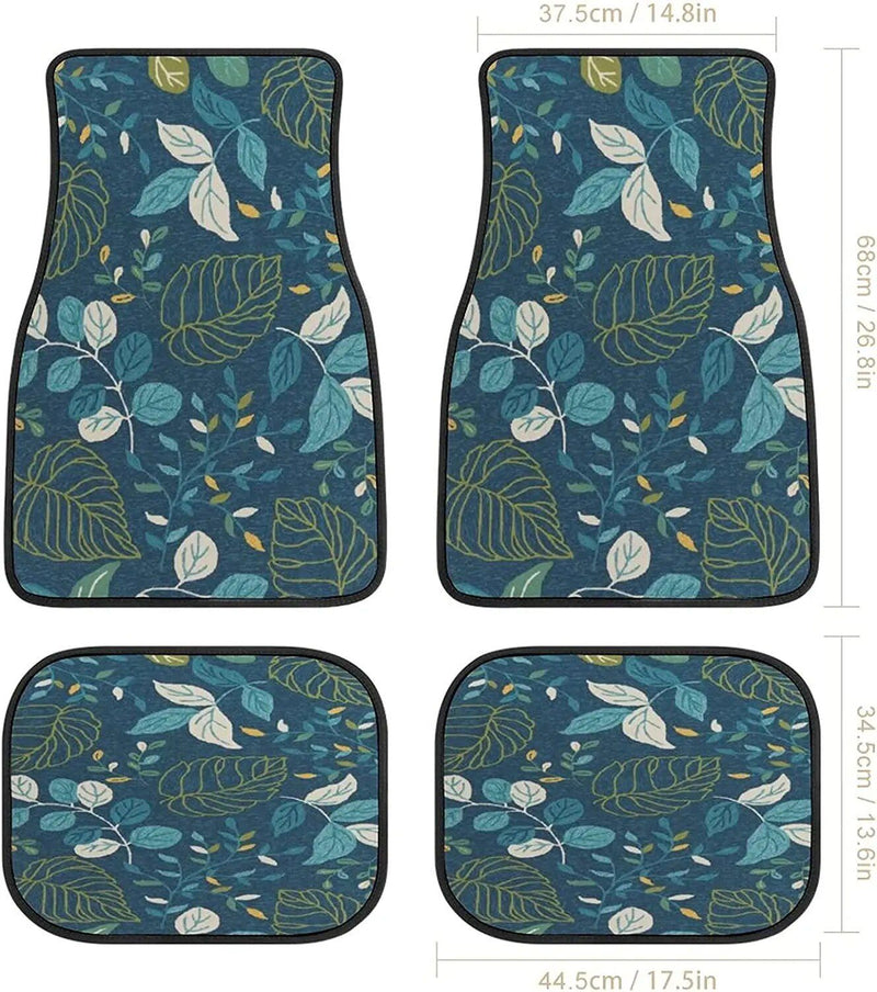 universal blue floral print car floor mats, view 3 - MRSLM