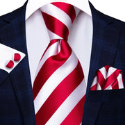 Red striped silk tie, view 2 - MRSLM