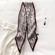 zebra print silk-feel scarf, view 3 - MRSLM