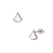 white shell skirt stud earrings, view 4 - MRSLM