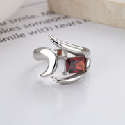 S925 silver red zircon open ring, view 6 - MRSLM