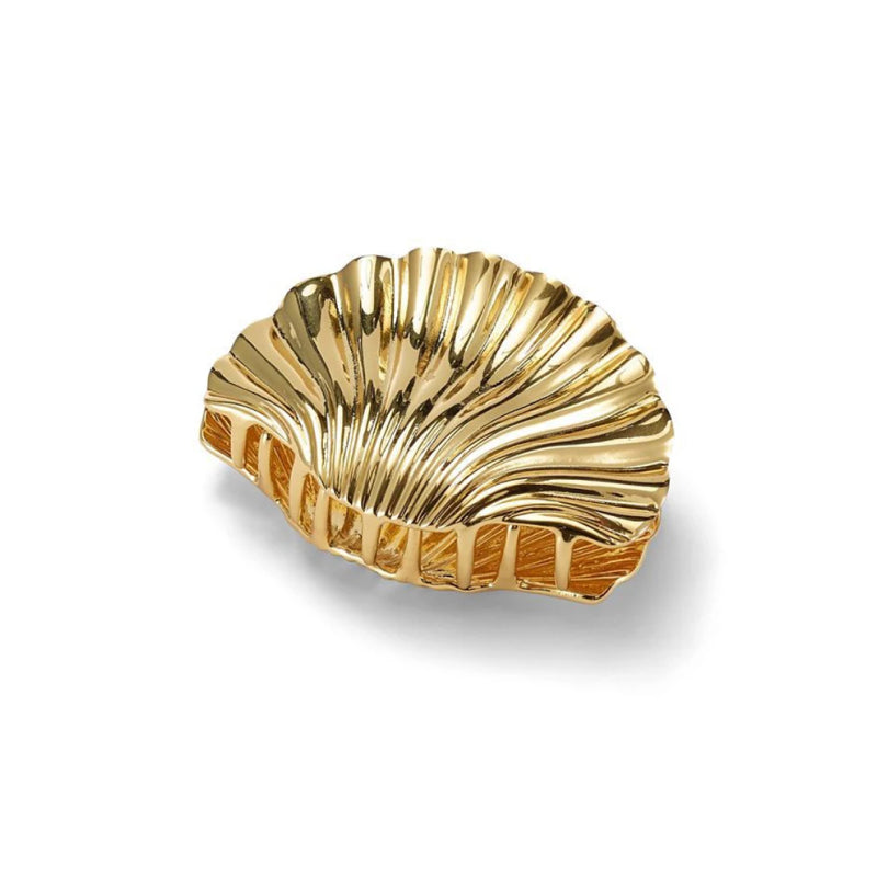 gold metal shell hair claw clip, view 7 - MRSLM