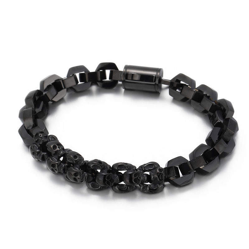 stitching skull titanium steel bracelet, view 7 - MRSLM