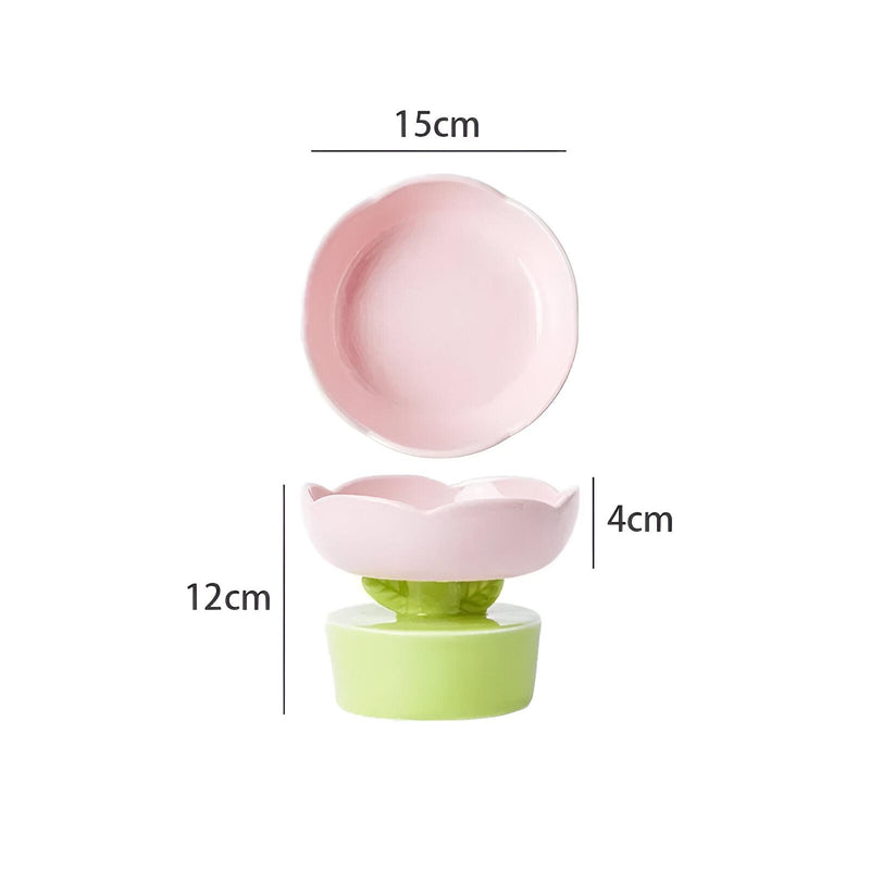 flower-shaped ceramic cat bowl, view 2 - MRSLM