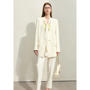 v-neck loose mid-length blazer, view 3 - MRSLM