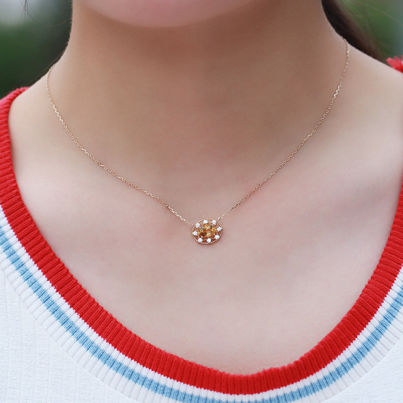 Silver citrine and sky blue topaz necklace - MRSLM