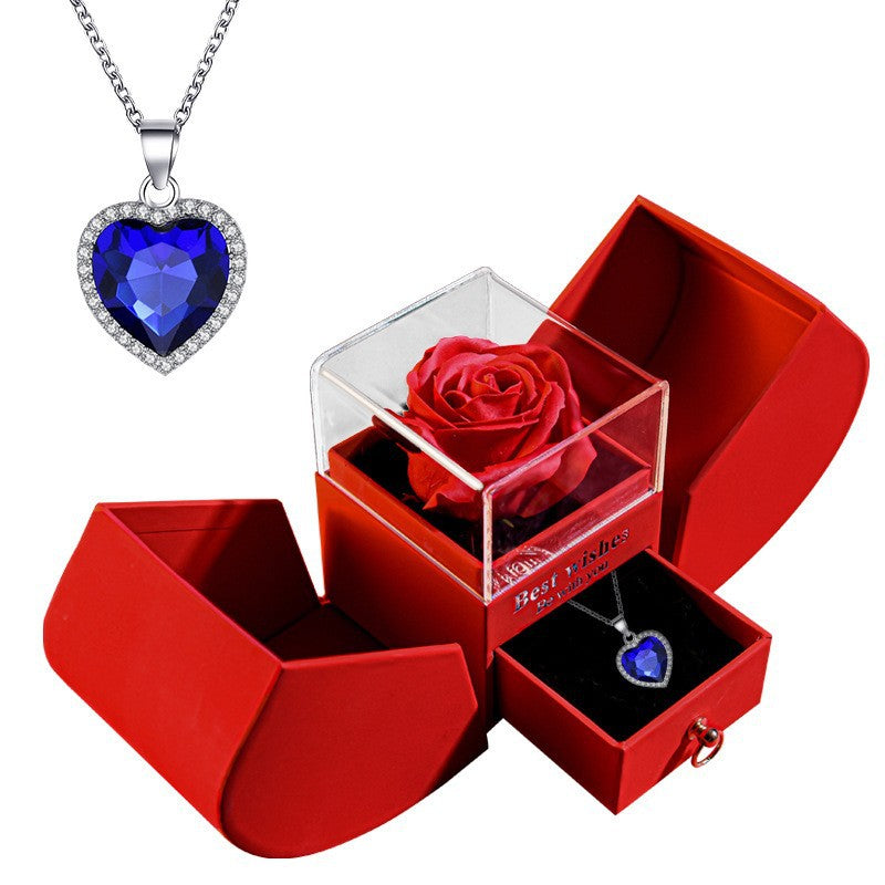 Preserved rose apple gift box with necklace, view 20 - MRSLM
