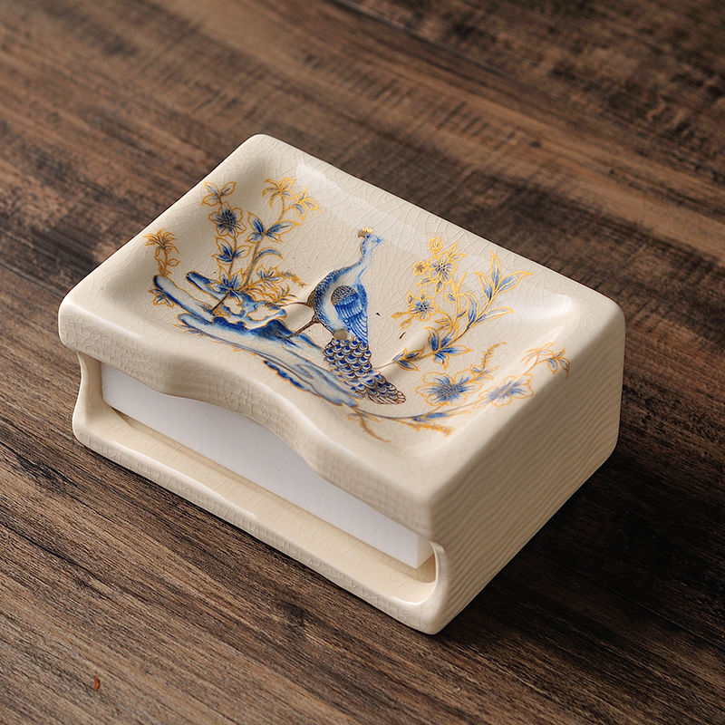 european ceramic soap box with double drain, view 2 - MRSLM