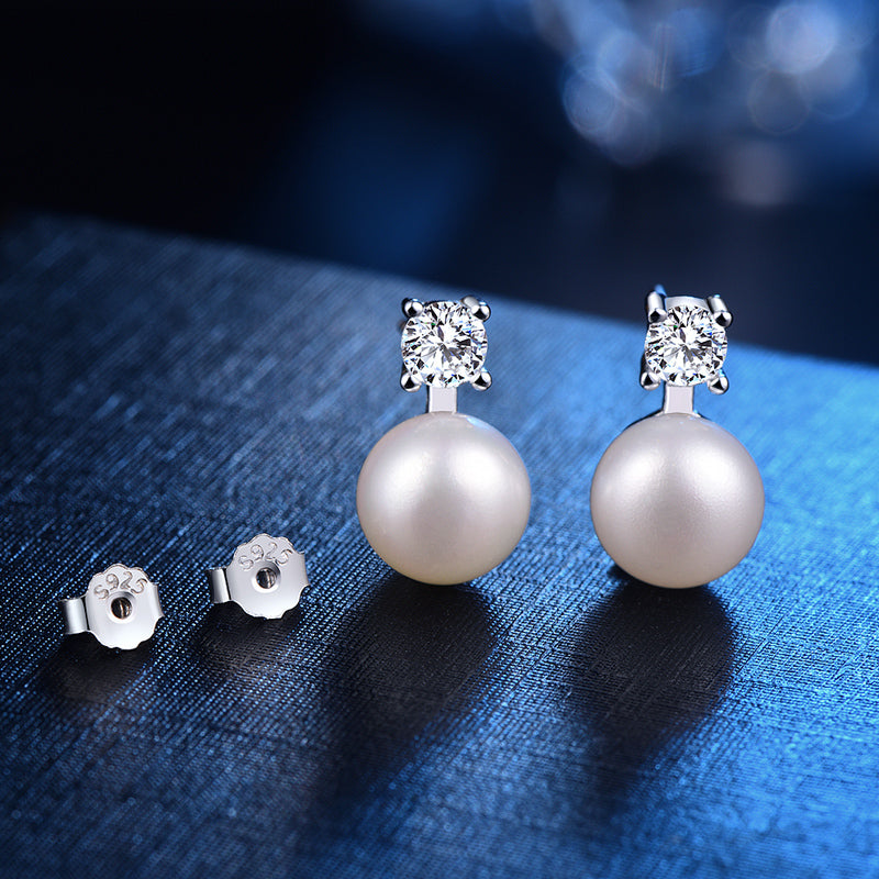 freshwater pearl stud earrings, view 3 - MRSLM