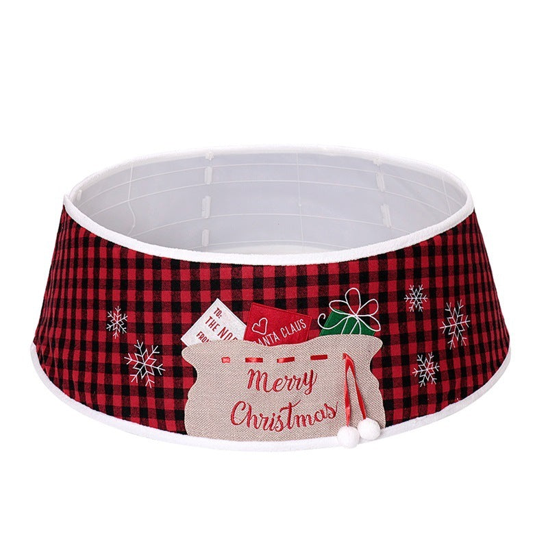 48-inch black and red plaid tree skirt, view 5 - MRSLM