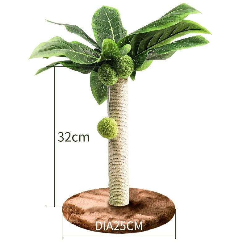 green leafy cat scratching post, view 2 - MRSLM