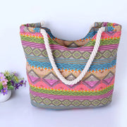 striped canvas beach bag, view 2 - MRSLM