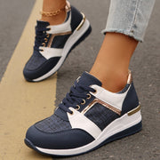 Colorblock lace-up thick-sole sneakers, view 4 - MRSLM