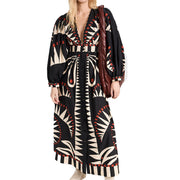 v-neck floral long dress, view 5 - MRSLM