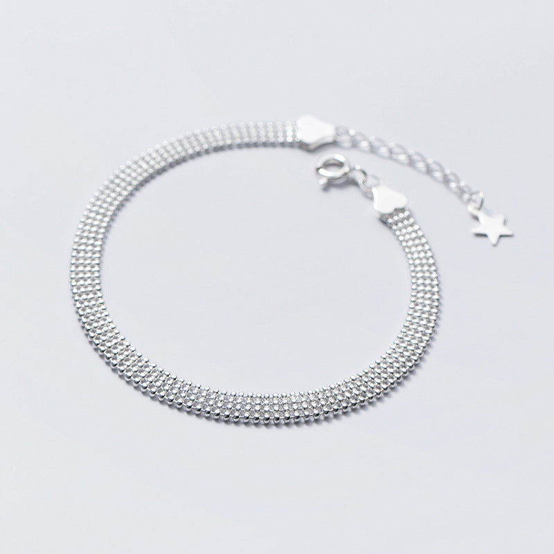women's silver round bead bracelet, view 3 - MRSLM
