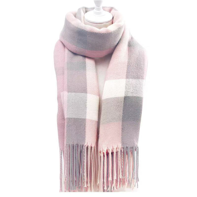 Thick plaid tassel winter scarf, view 5 - MRSLM