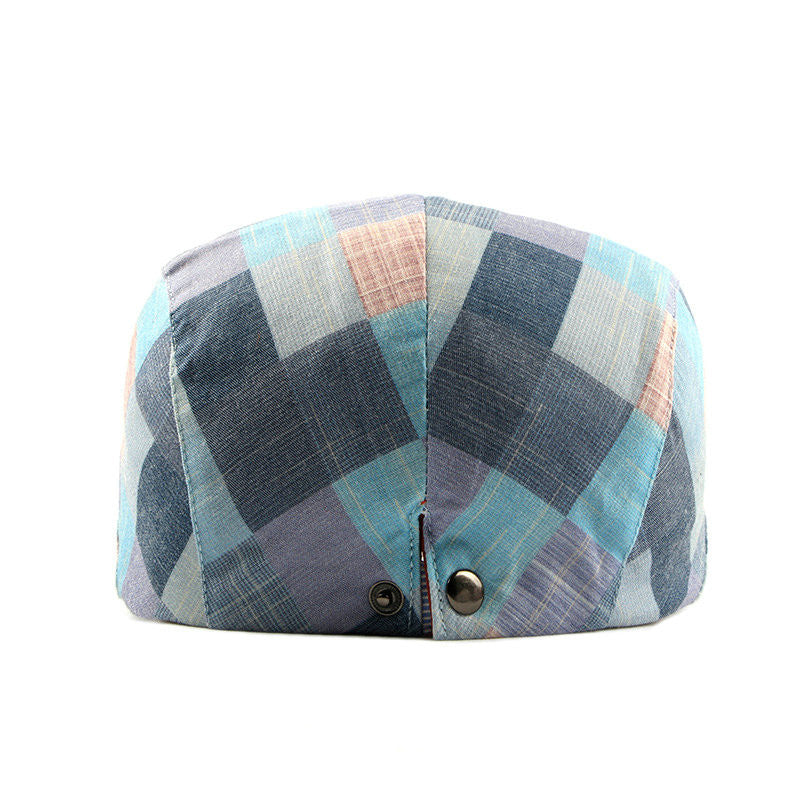 checkered cotton cap with short brim, view 5 - MRSLM