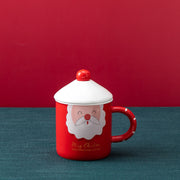 Christmas ceramic mug with lid and spoon, view 6 - MRSLM