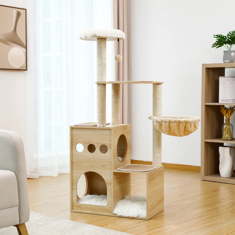 wooden cat tree with sisal posts, view 6 - MRSLM