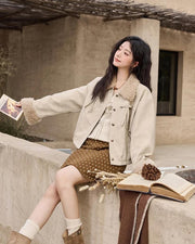 lamb wool short jacket, view 3 - MRSLM