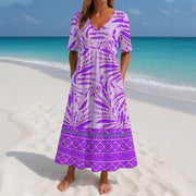 loose printed short sleeve dress, view 4 - MRSLM