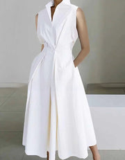 stand-up collar printed mid-length dress, view 8 - MRSLM