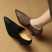 split leather slip-on pumps, view 7 - MRSLM
