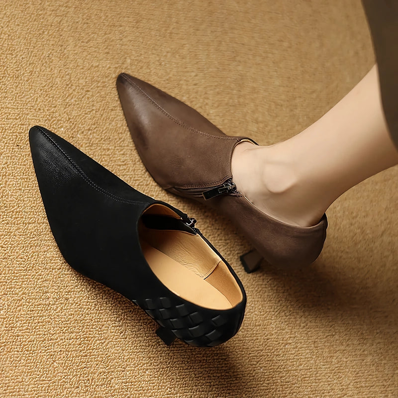 split leather slip-on pumps, view 7 - MRSLM