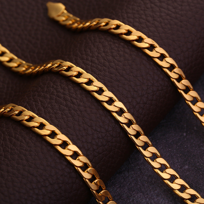 Men's gold plated chain necklace, view 5 - MRSLM