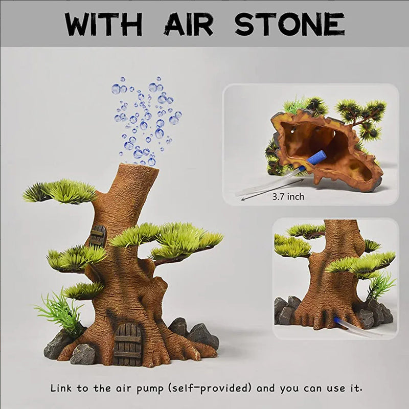 realistic tree trunk aquarium ornament, view 5 - MRSLM