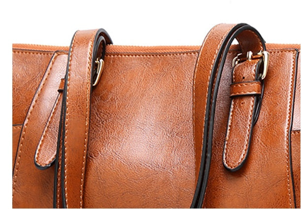 Women's large vintage PU leather tote bag, view 8 - MRSLM
