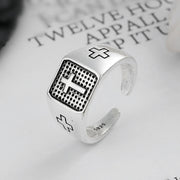 s925 silver cross marcasite punk men's ring, view 5 - MRSLM