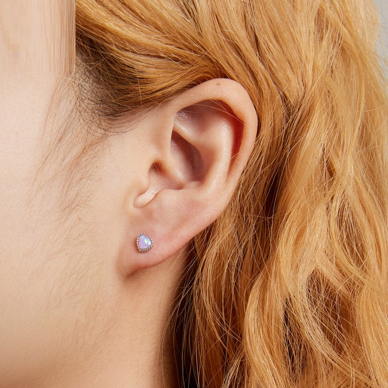 blue crystal heart stud earrings - MRSLM