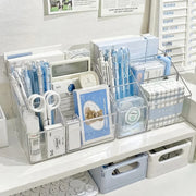 transparent desktop pen holder organizer, view 5 - MRSLM