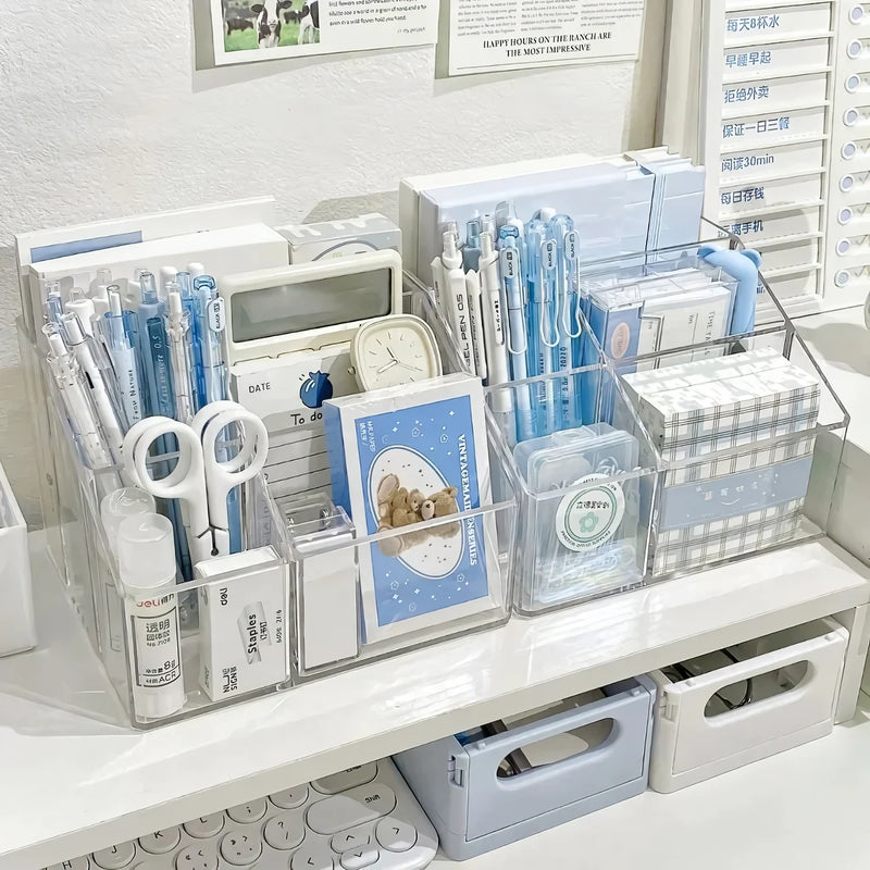 transparent desktop pen holder organizer, view 5 - MRSLM