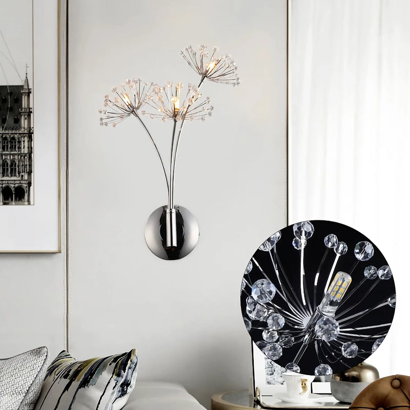 modern crystal dandelion flower wall lamp, view 7 - MRSLM
