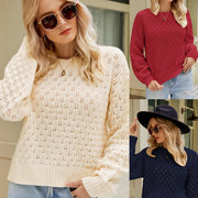 women's loose round neck pullover sweater - MRSLM