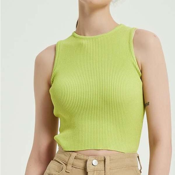Sleeveless knitted crop top, view 3 - MRSLM